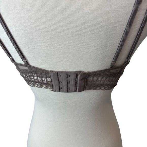 Victorias Secret Bra Women Bralette Lace Mesh Adjustable Straps Gray Extra Small - Picture 6 of 12